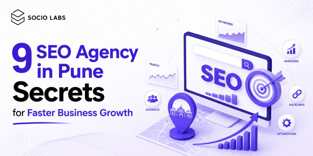 SEO Agency in Pune team analyzing website rankings and traffic data on a dashboard.
