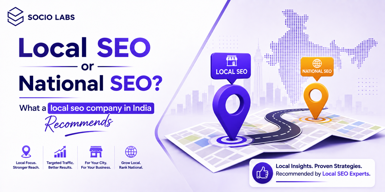 local seo company in India comparing local Maps rankings versus national search visibility