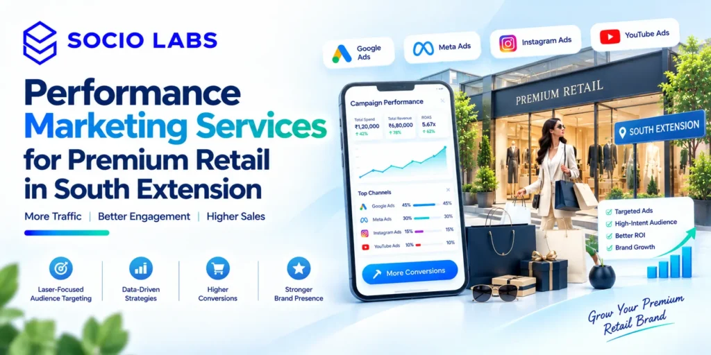 performance marketing services for premium retail in south extension SocioLabs - Performance Marketing company in India, Performance Marketing Agency